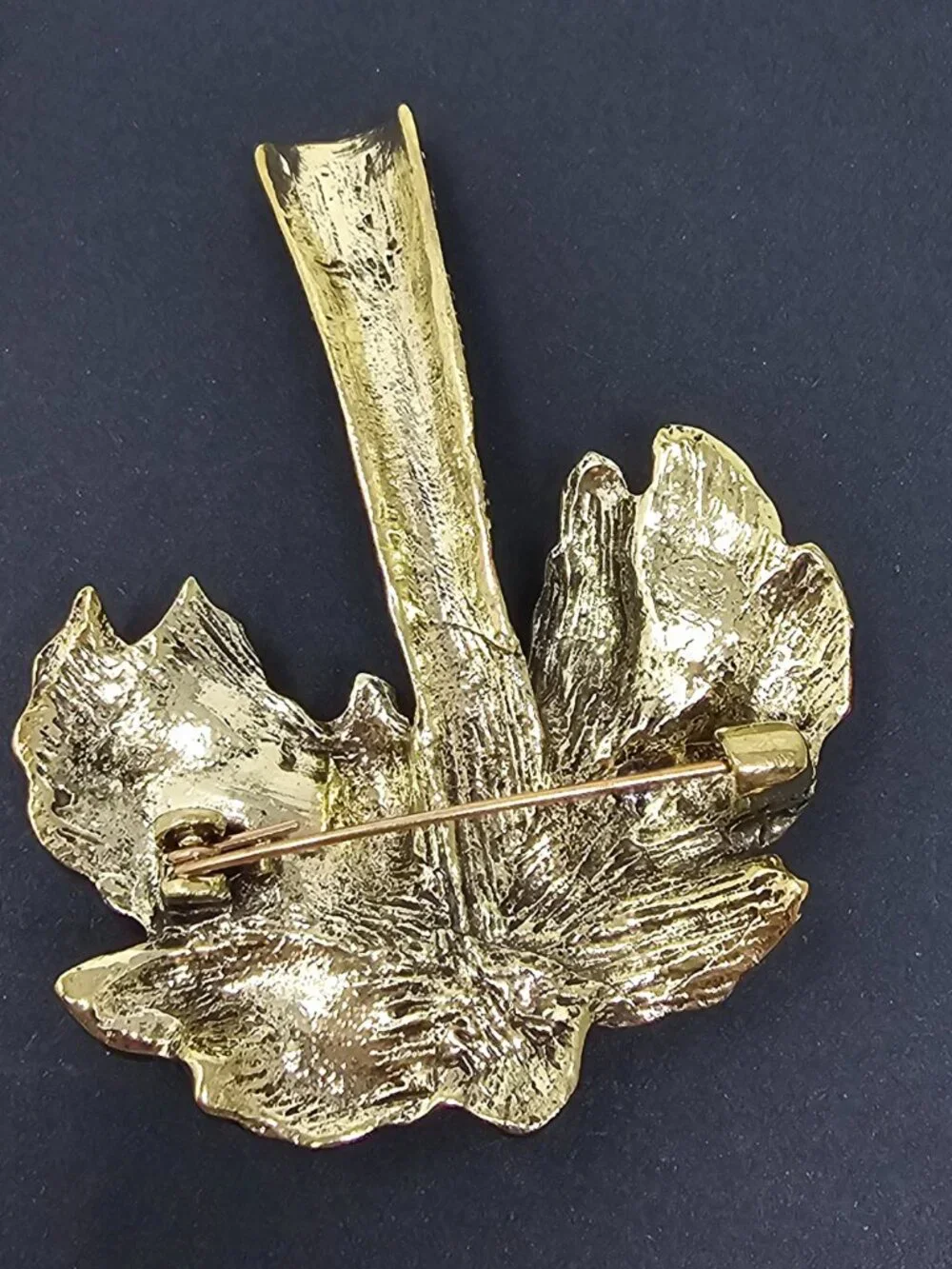 Palm Tree Brooch Pin Rhinestone Faux Pearls Vintage Style